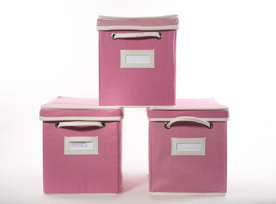 Pink Fabric Storage Containers