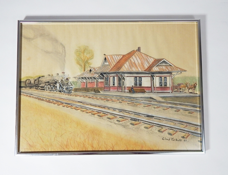 Pastel Painting of a Train Station by Roland Talbot
