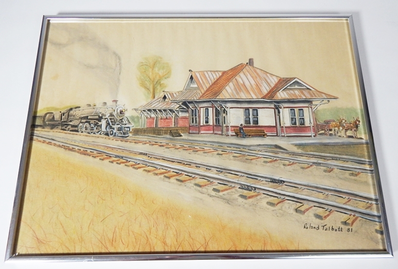 Pastel Painting of a Train Station by Roland Talbot