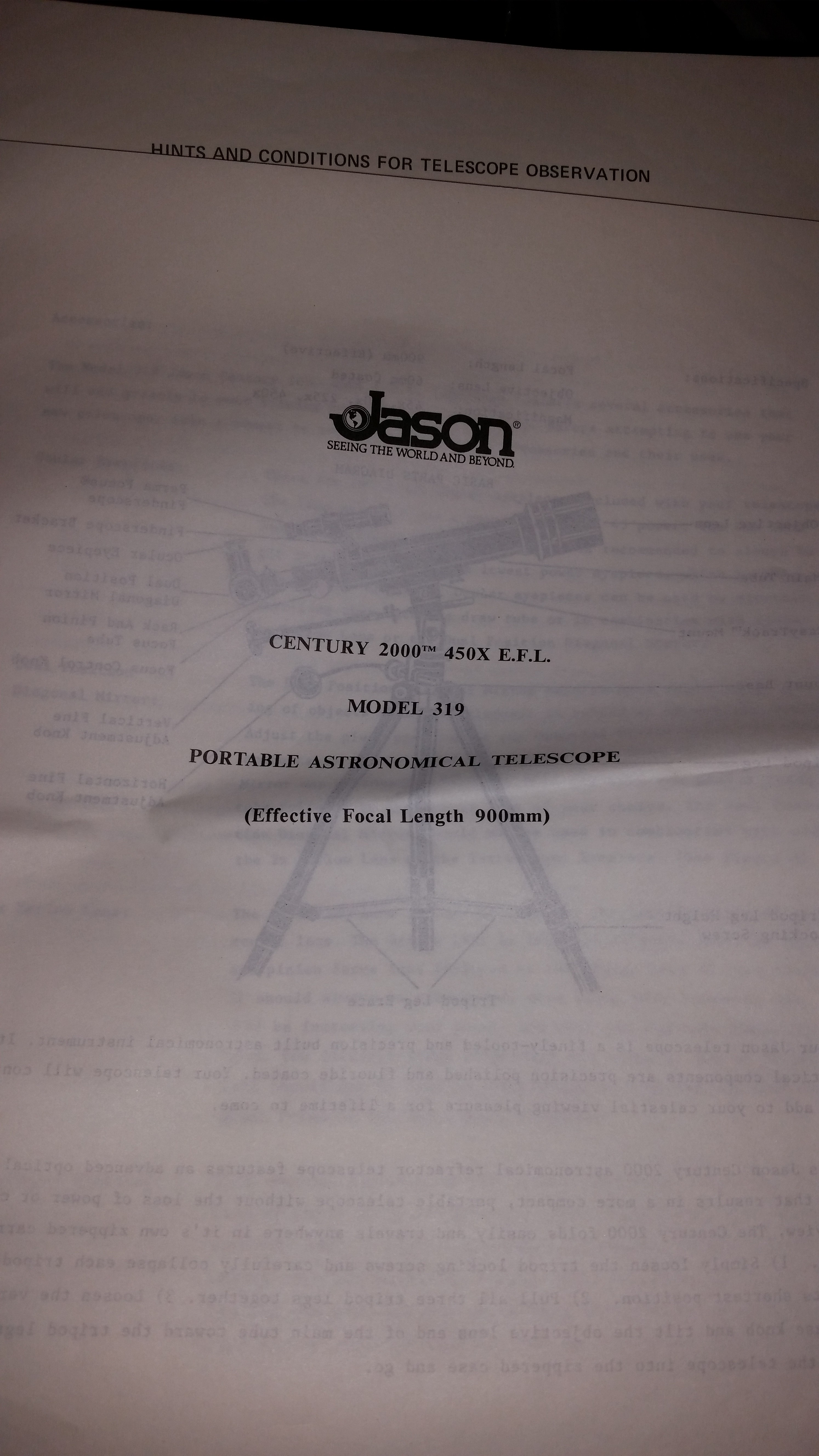 Jason Portable Model 319 Mercury Astronomical Telescope