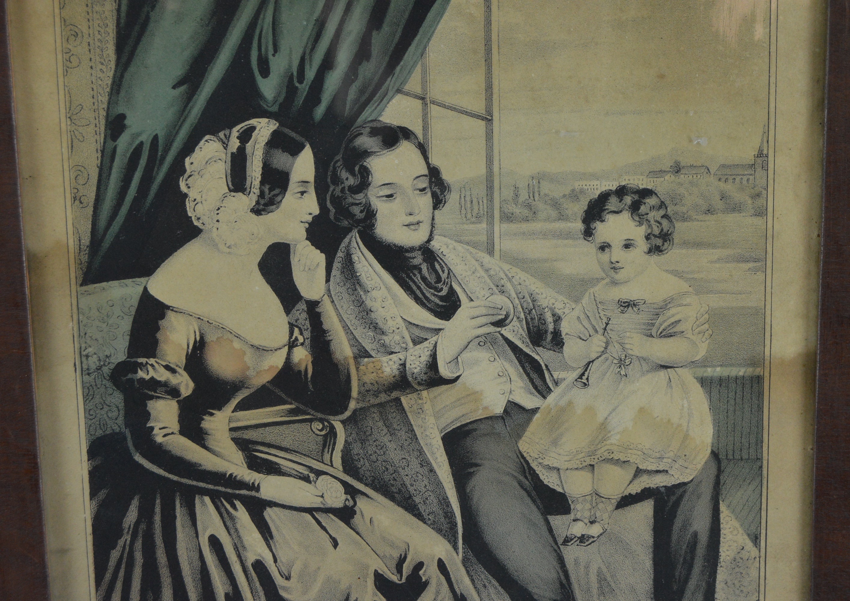 Trio of Framed Vintage Currier & Ives Hand Colored Lithographs