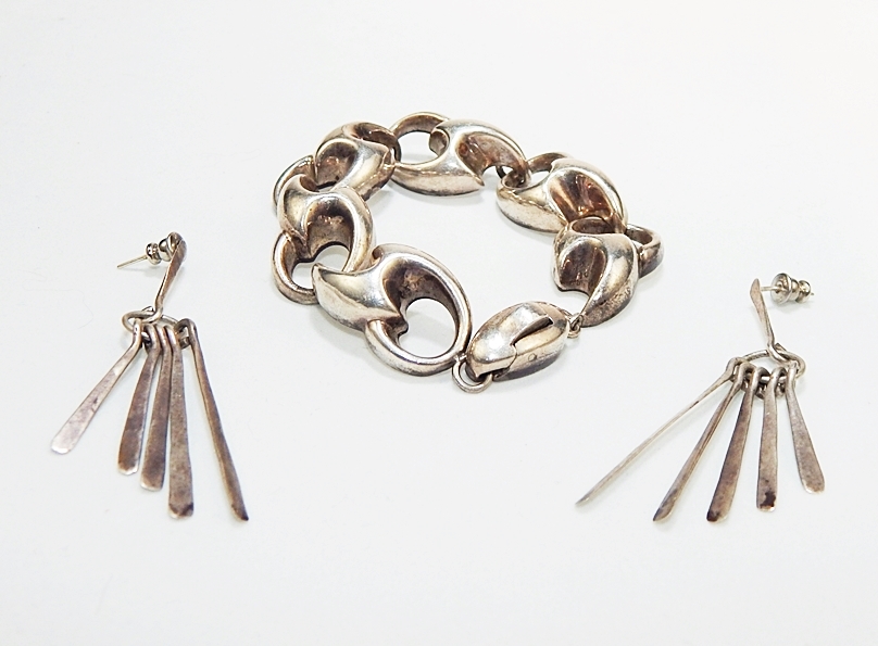 Sterling Signed Designer Mikal Jon Bayanihan Modernist Bracelet