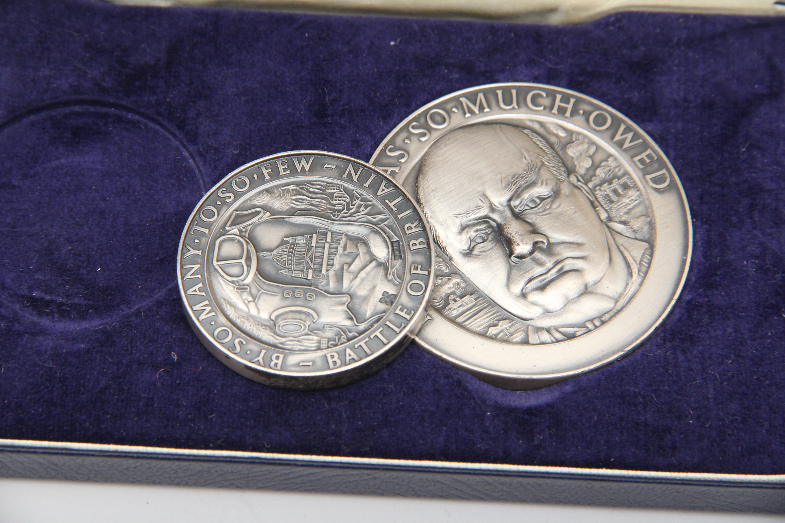 Duet of Sterling Silver Winston Churchill Commemorative Medals