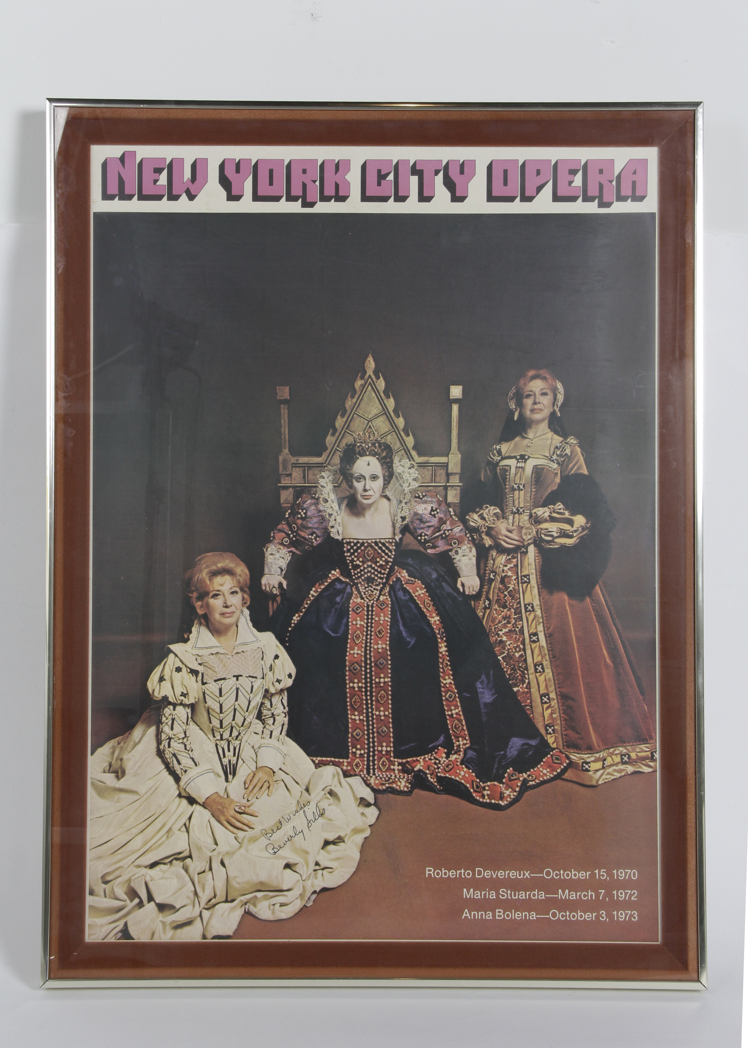 Signed Bevery Sills New York City Opera Queen Elizabeth Poster