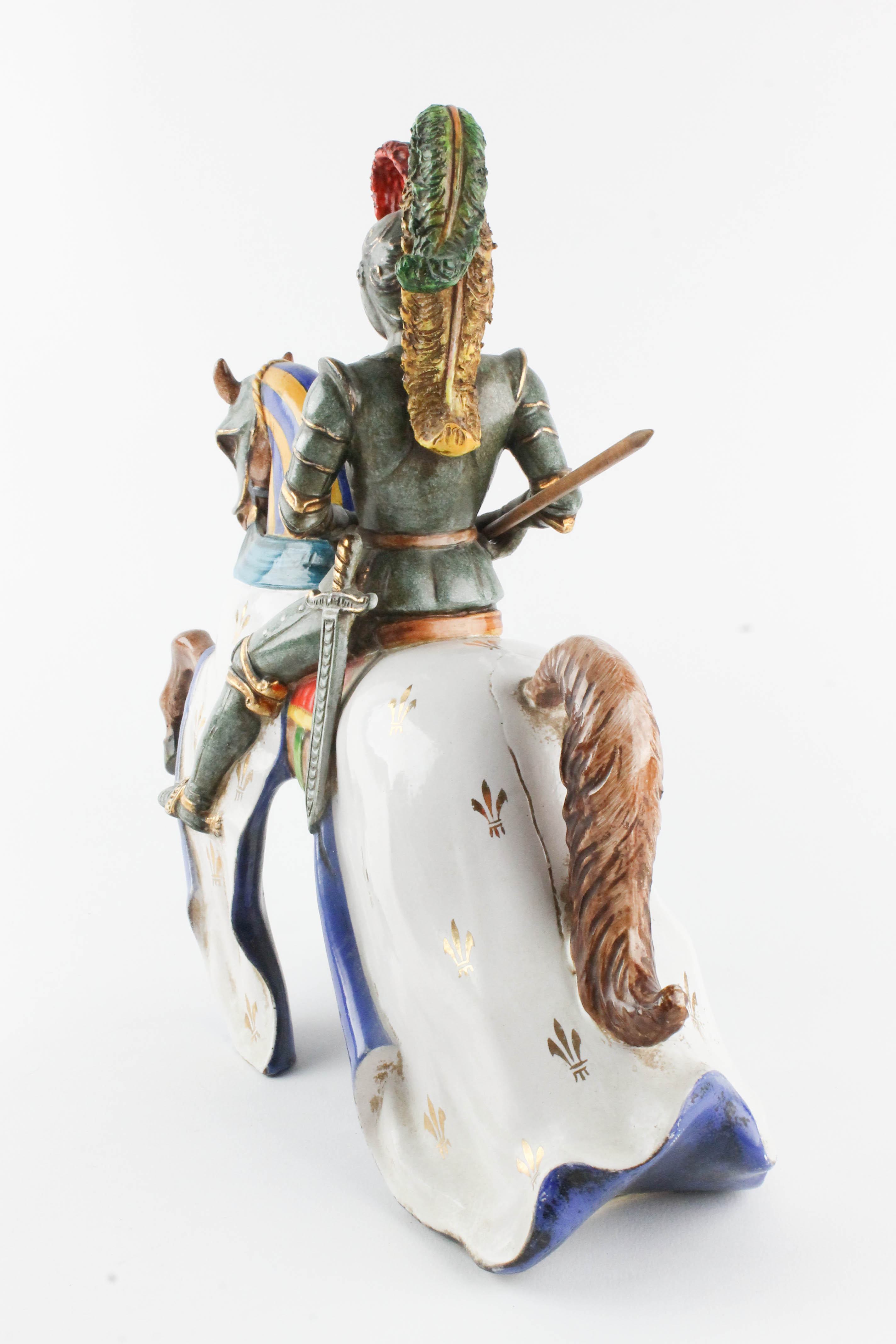 Pair of Zaccagnini Hand Painted Ceramic Jousting Knights