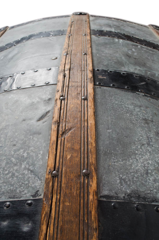 Antique Domed Wood and Metal Steamer Trunk
