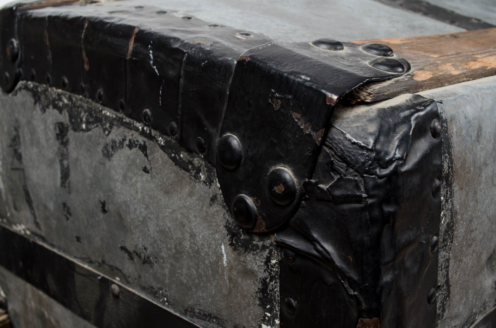 Antique Domed Wood and Metal Steamer Trunk
