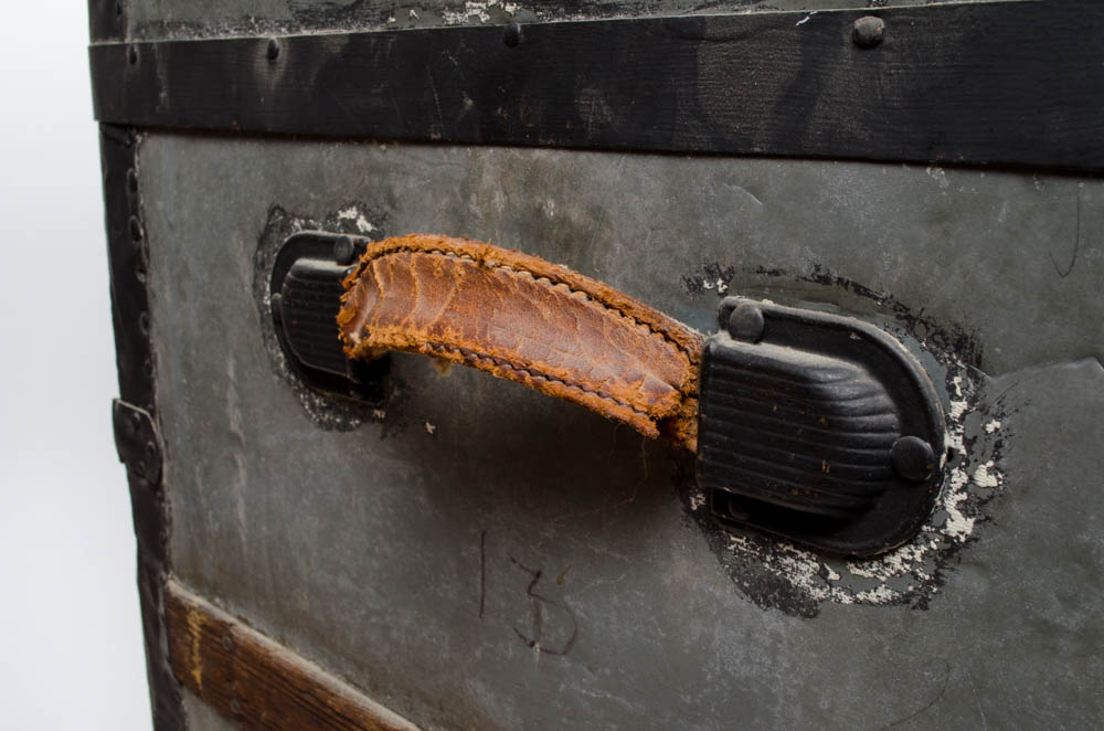 Antique Domed Wood and Metal Steamer Trunk