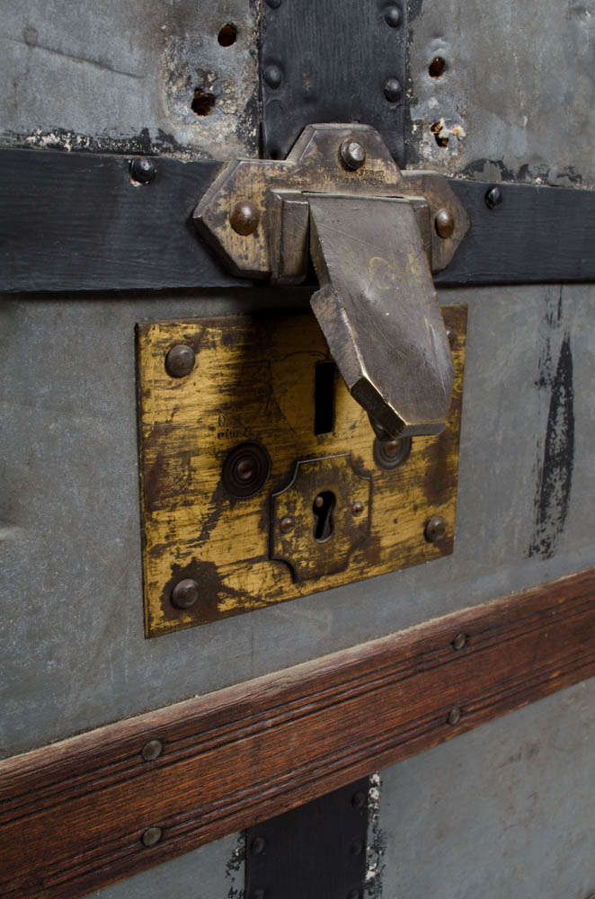 Antique Domed Wood and Metal Steamer Trunk