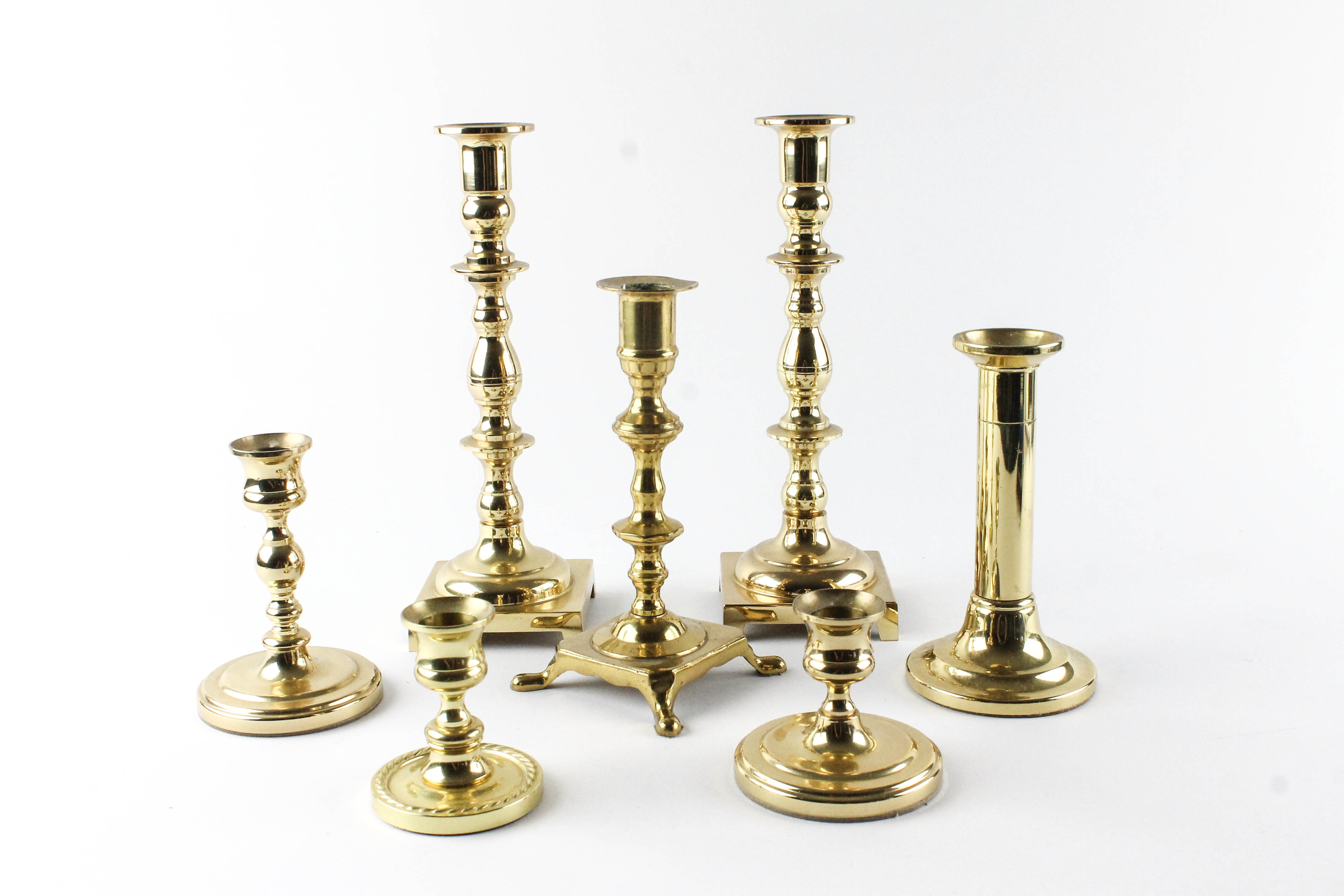 Four Baldwin Brass Candlesticks and More