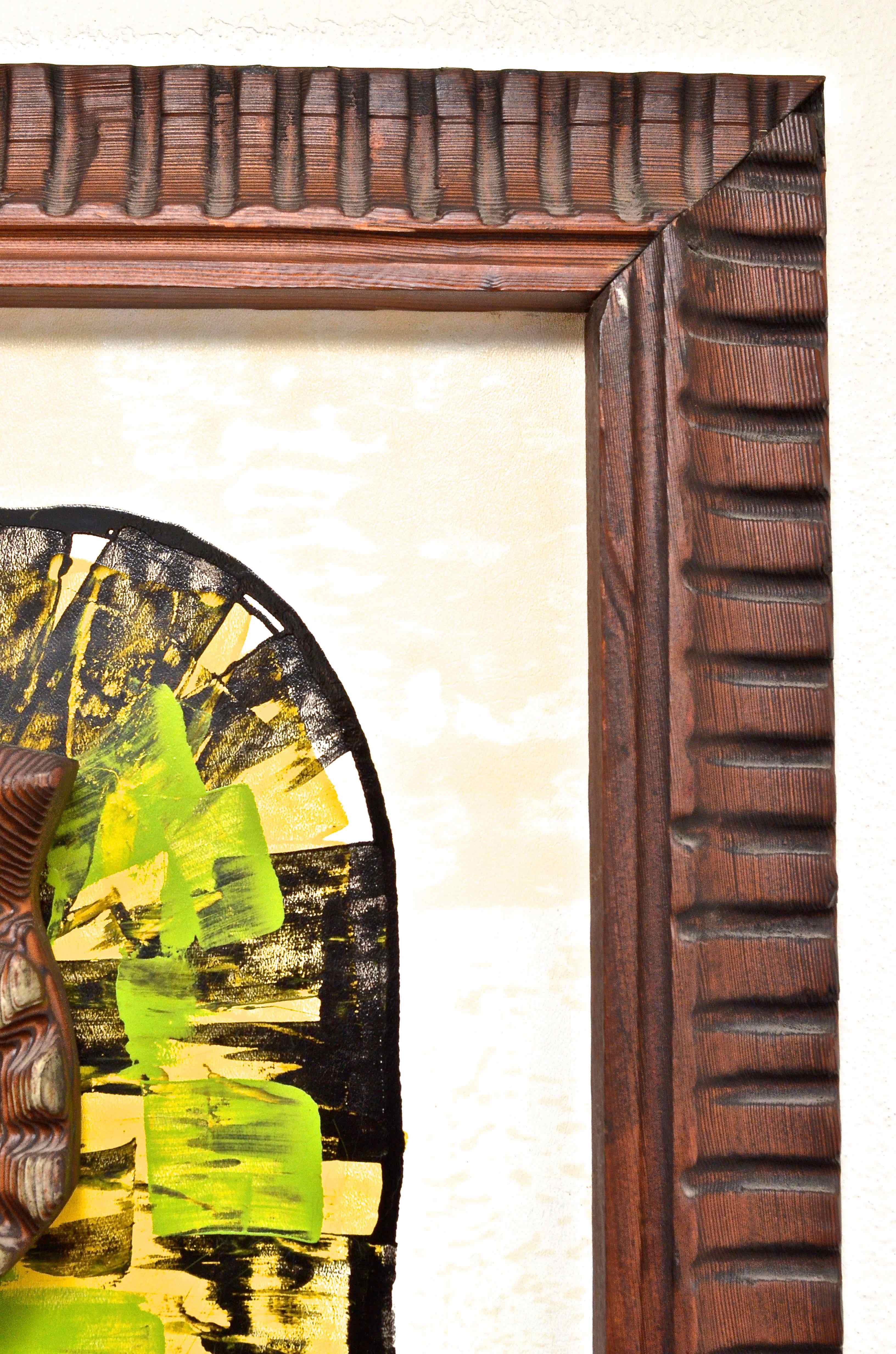 Framed Carved Wooden Owl Mounted  By Witco