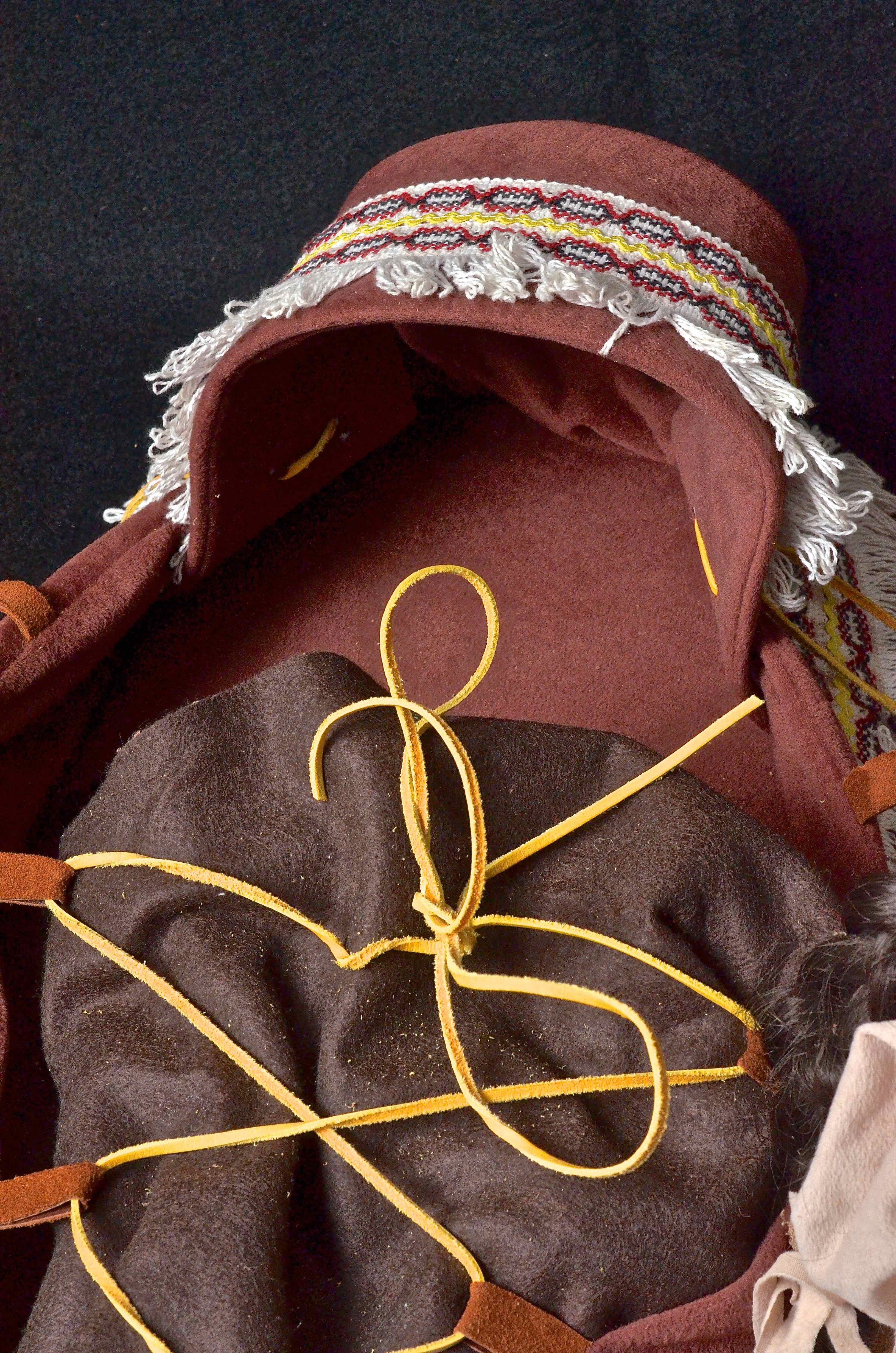 Porcelain Native American Doll Sleeping In Cradleboard