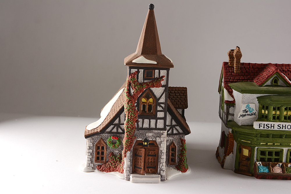Church and Shops from the Dept 56 Dickens’ Village Series