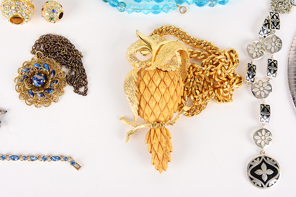 Blue and Metallic Costume Necklaces