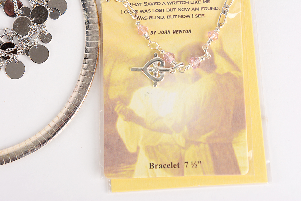 Blue and Metallic Costume Necklaces