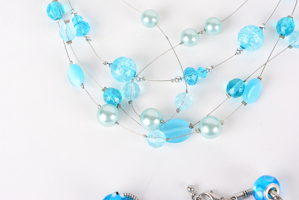 Blue and Metallic Costume Necklaces