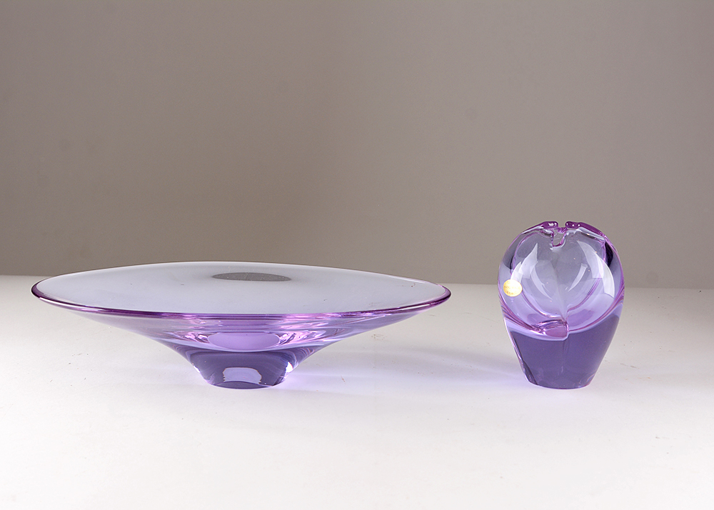 Purple Art Glass Bowl and Vase