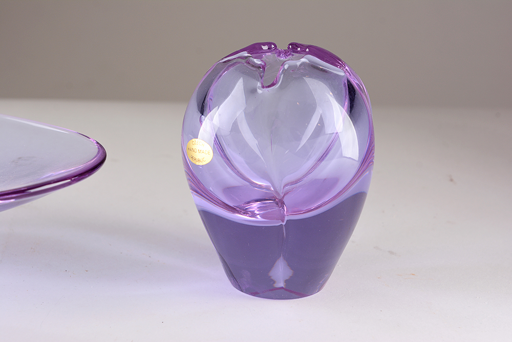 Purple Art Glass Bowl and Vase