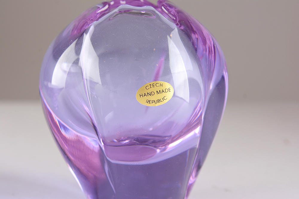 Purple Art Glass Bowl and Vase