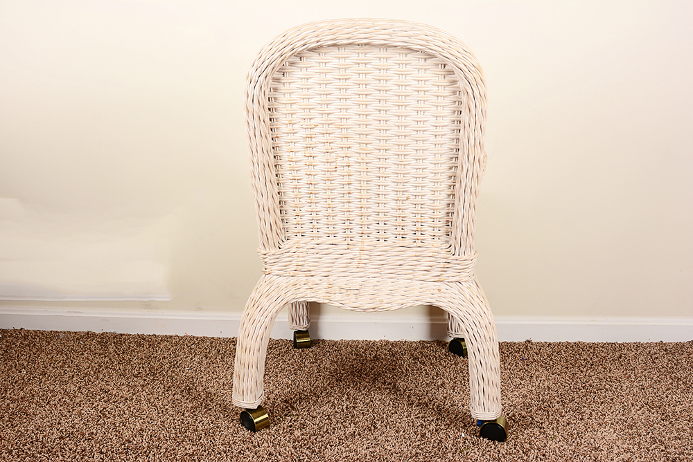Rattan Rolling Chair and Filing Cabinet
