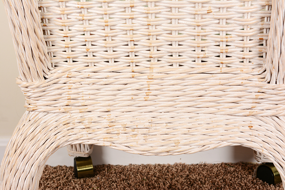 Rattan Rolling Chair and Filing Cabinet