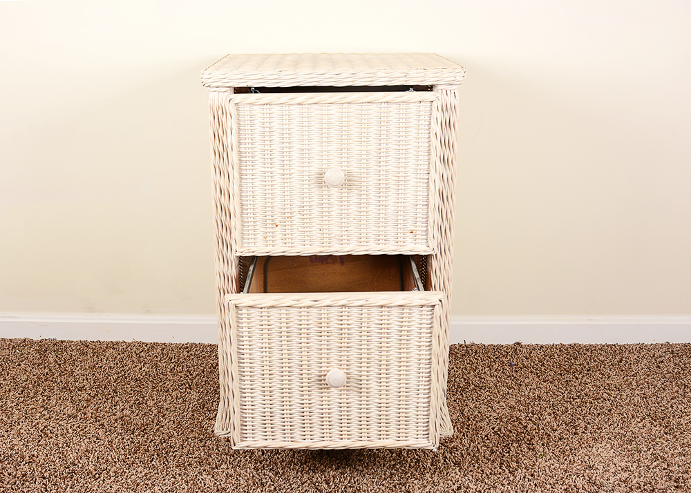 Rattan Rolling Chair and Filing Cabinet