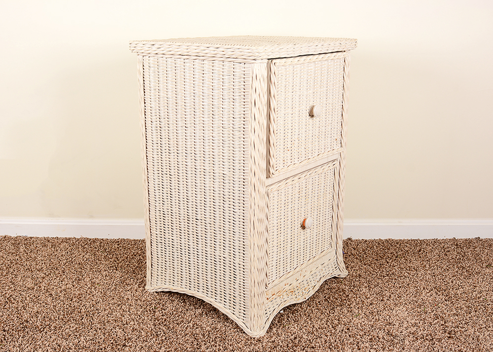 Rattan Rolling Chair and Filing Cabinet