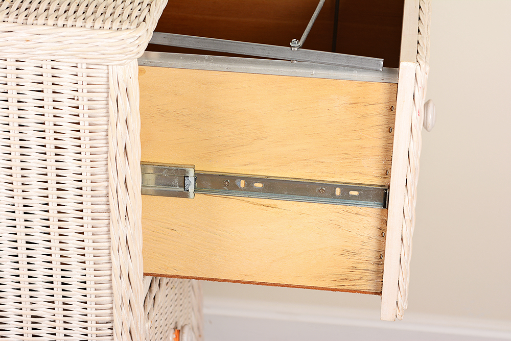 Rattan Rolling Chair and Filing Cabinet
