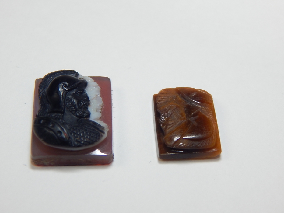 Men's Vintage Tiger Eye Carved Cameo and Resin Cameo