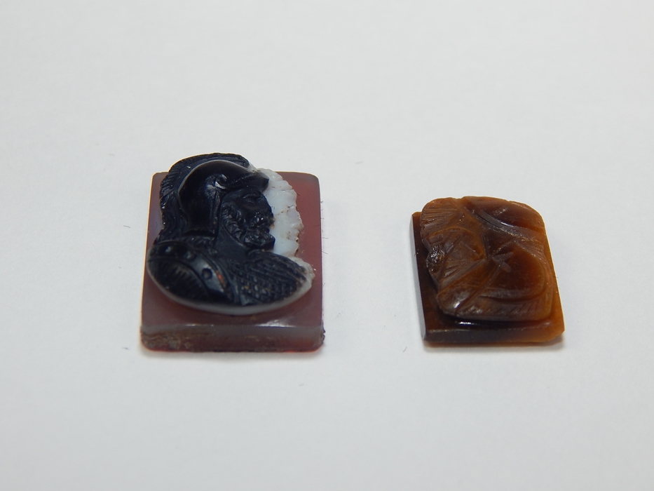 Men's Vintage Tiger Eye Carved Cameo and Resin Cameo