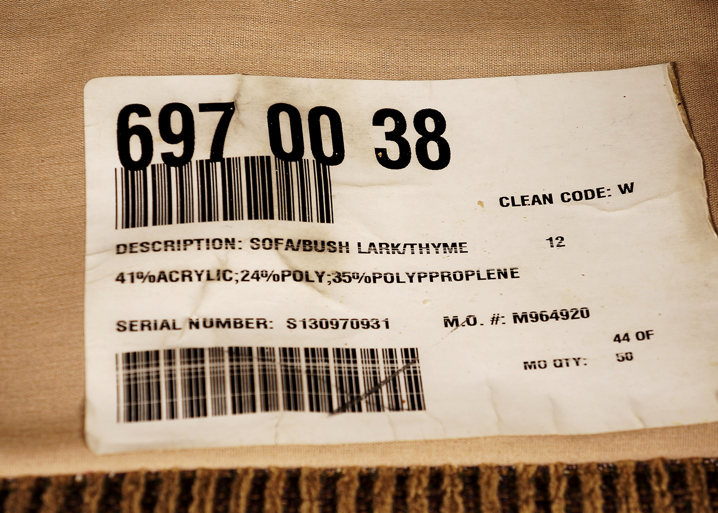 Overstuffed Couch with Acrylic Upholstery and Wooden Base