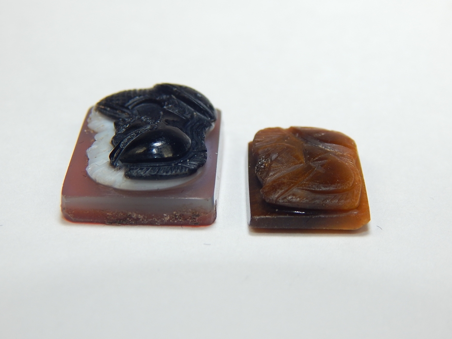Men's Vintage Tiger Eye Carved Cameo and Resin Cameo