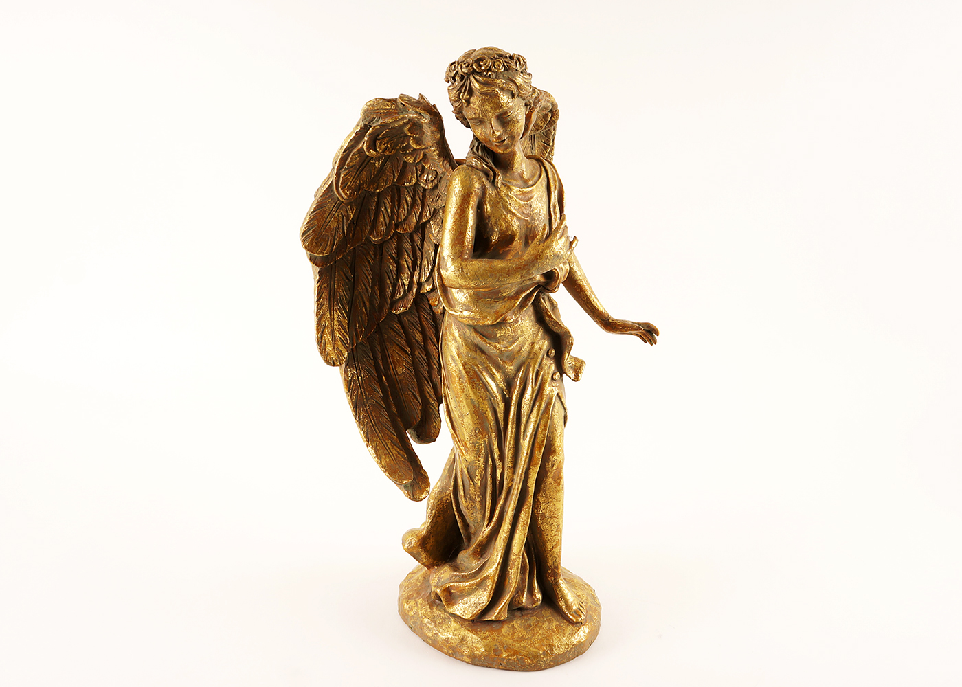 Gold Tone Resin Angel Figurine Candle Holder
