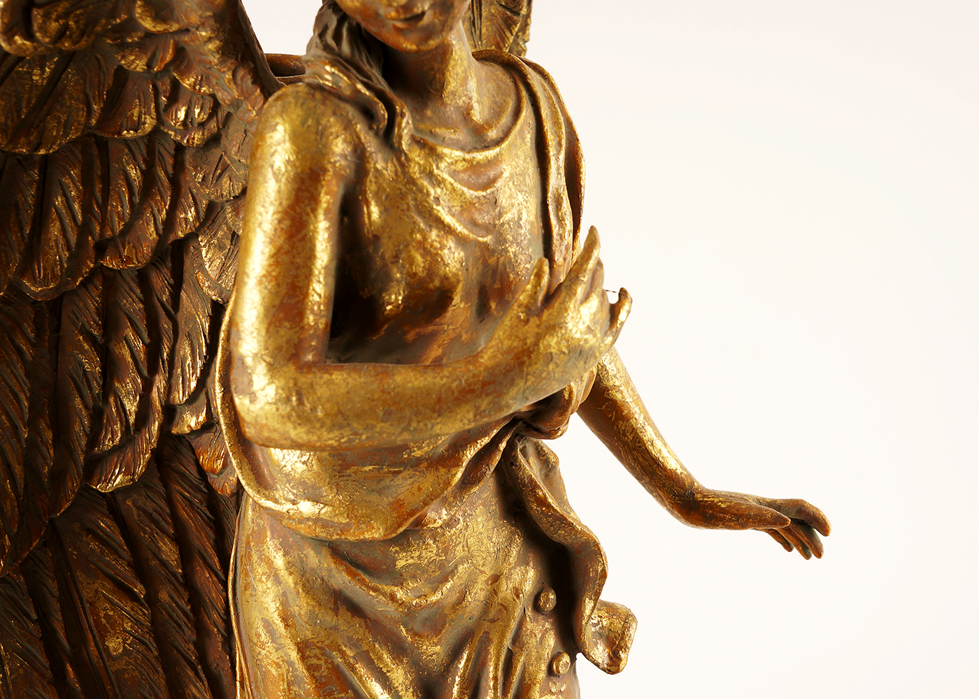Gold Tone Resin Angel Figurine Candle Holder