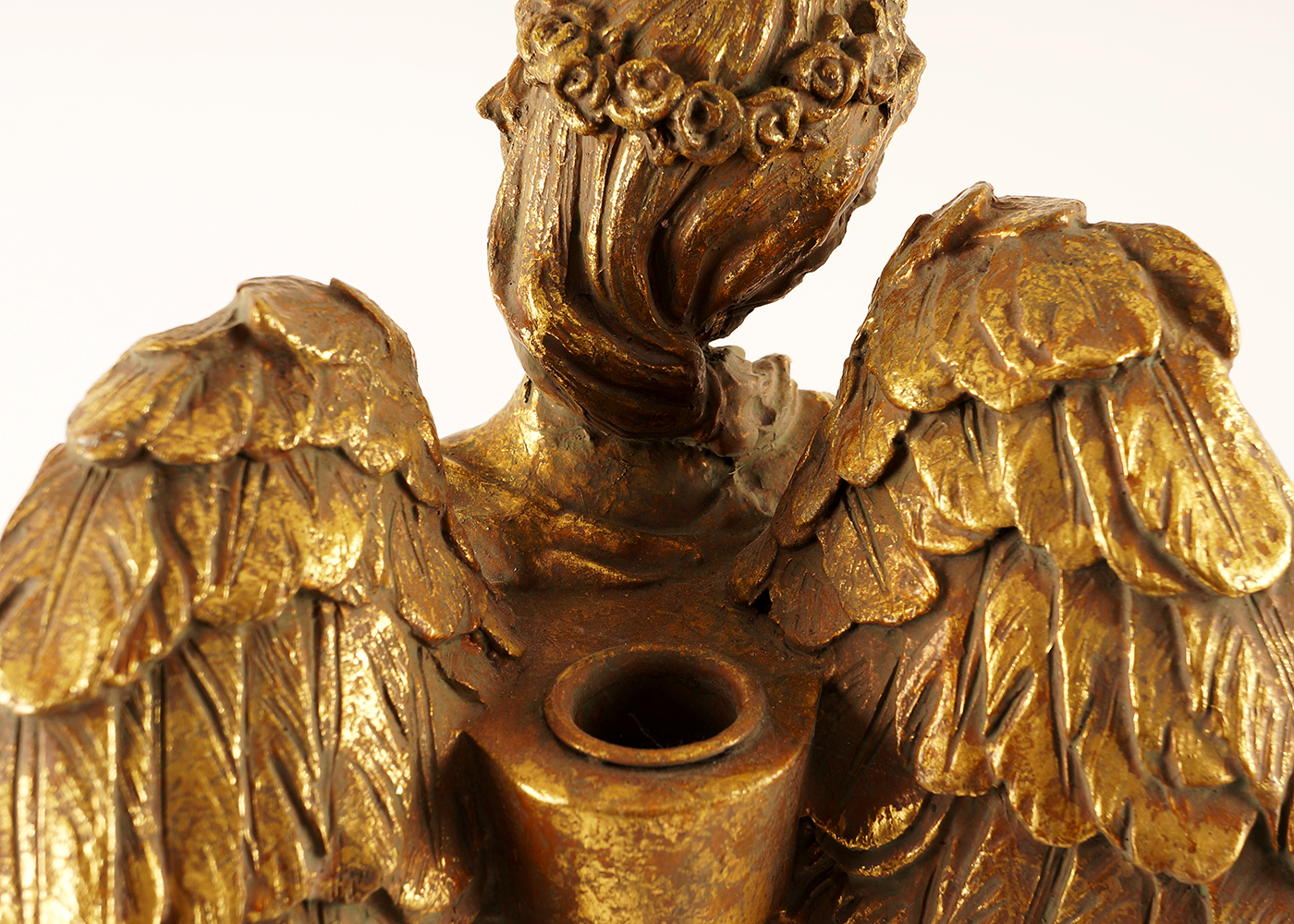 Gold Tone Resin Angel Figurine Candle Holder