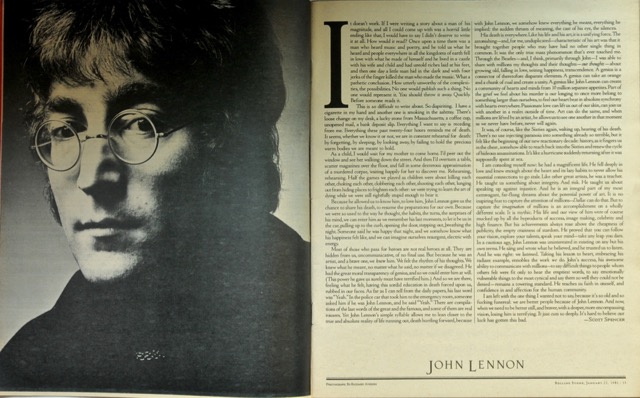 1981 Rolling Stone with John Lennon and Yoko Ono Cover