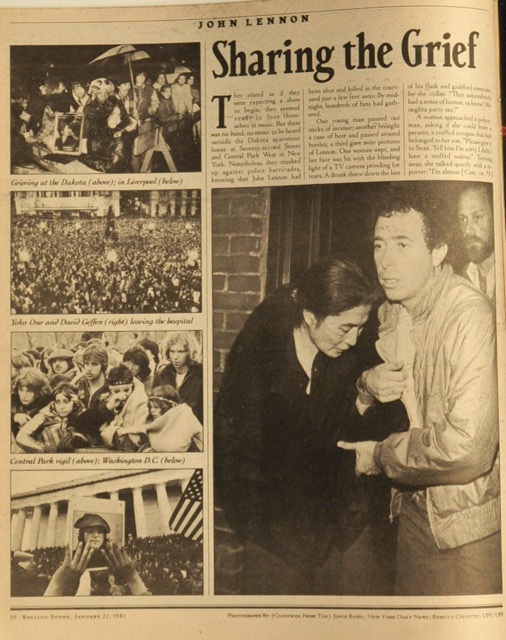 1981 Rolling Stone with John Lennon and Yoko Ono Cover
