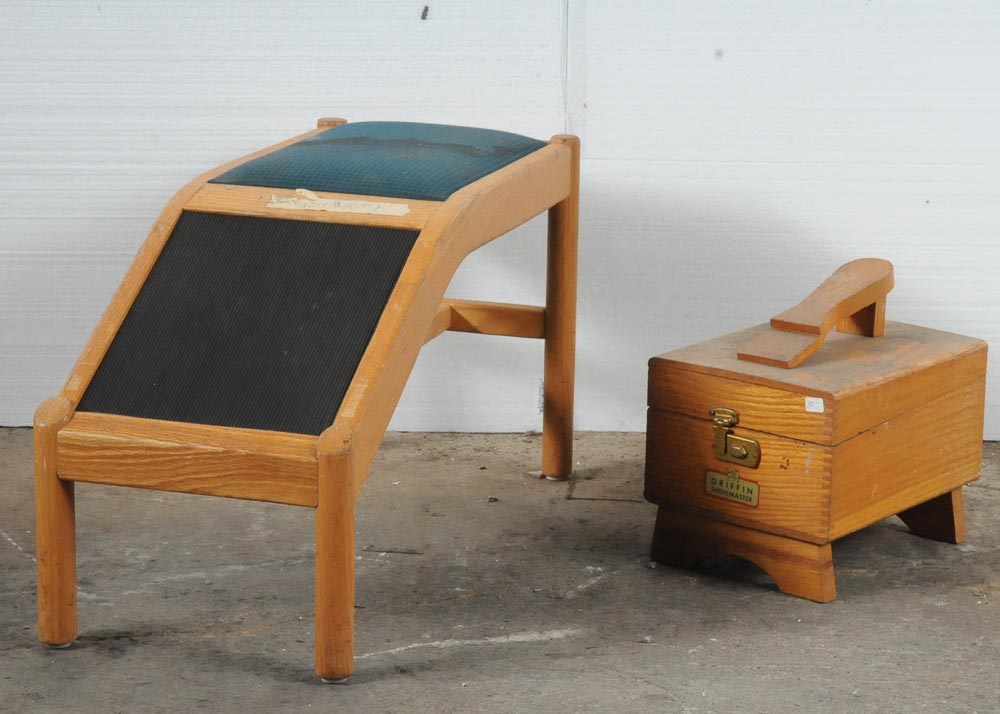 Vintage Shoe Shining Kit and Stand