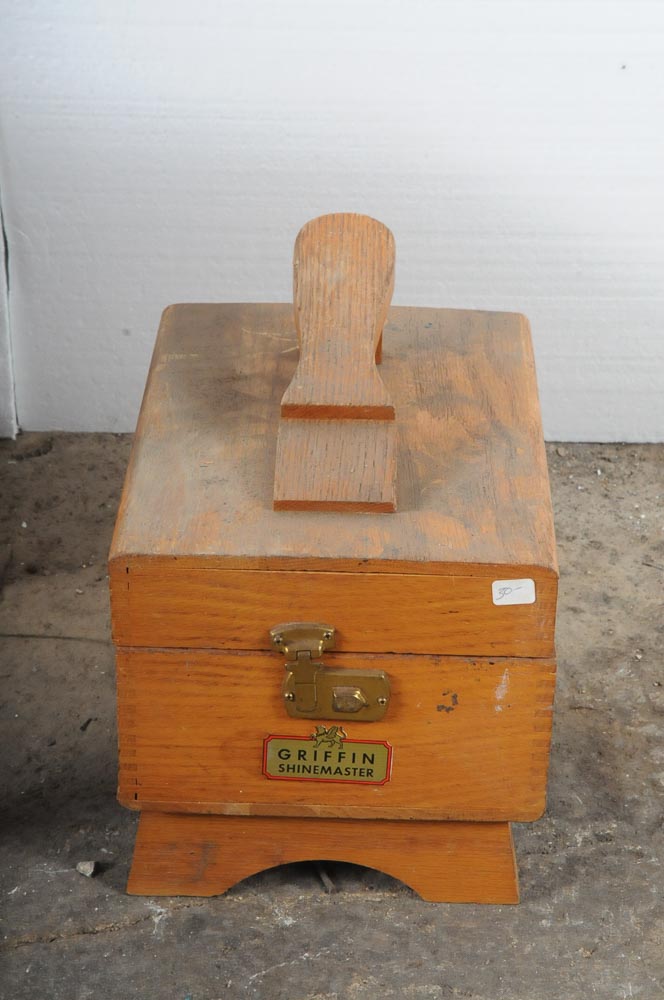 Vintage Shoe Shining Kit and Stand