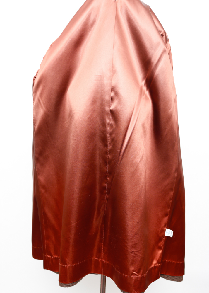 Vintage Brown Swing Coat with Mink Collar