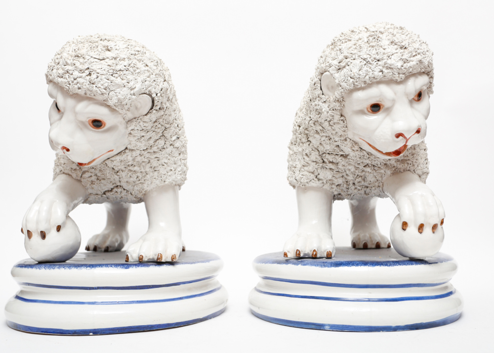 Monumental Staffordshire Style English Ironstone Lions