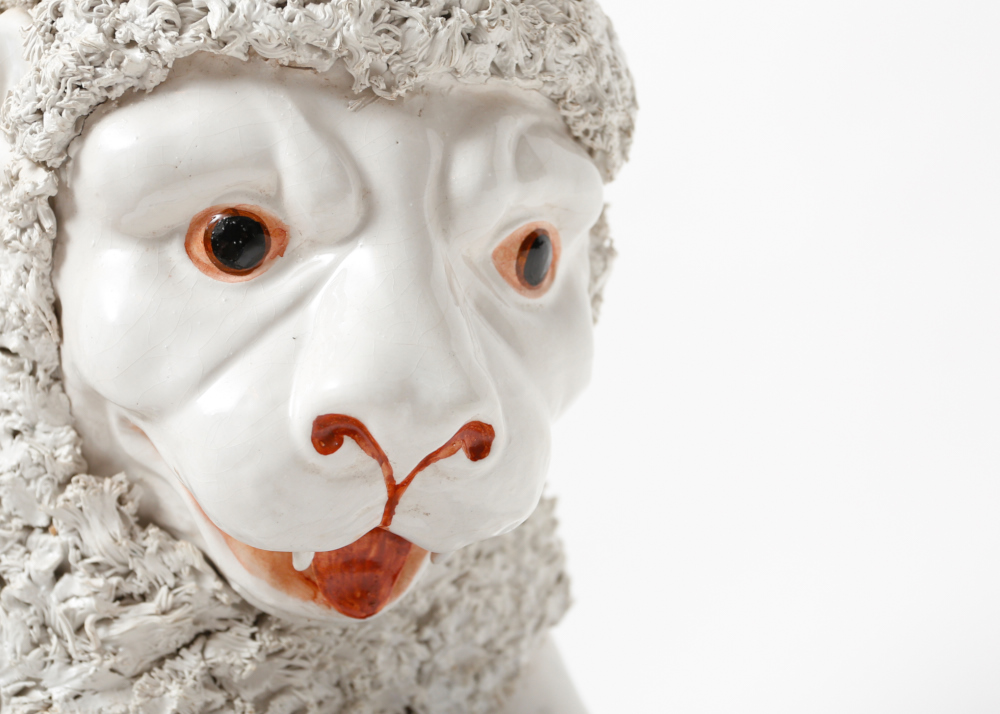 Monumental Staffordshire Style English Ironstone Lions