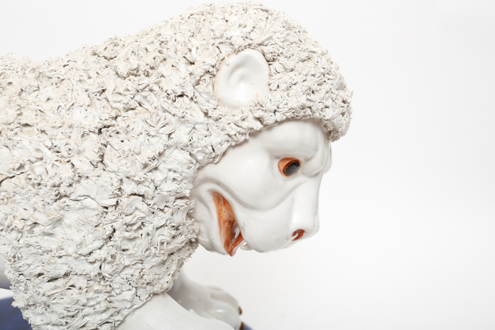 Monumental Staffordshire Style English Ironstone Lions