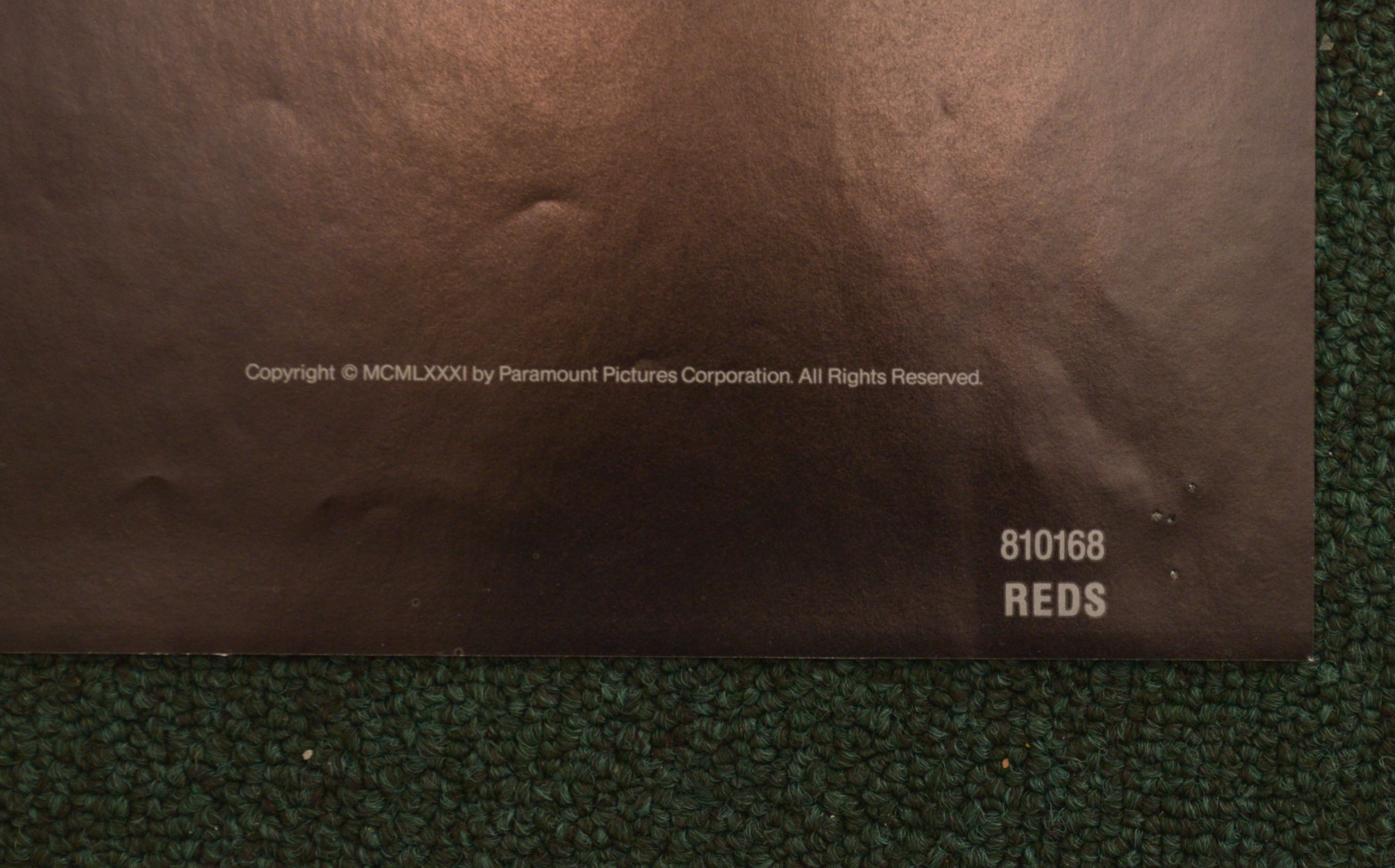 Authentic Theatrical Release of 1981 "Reds" Movie Poster