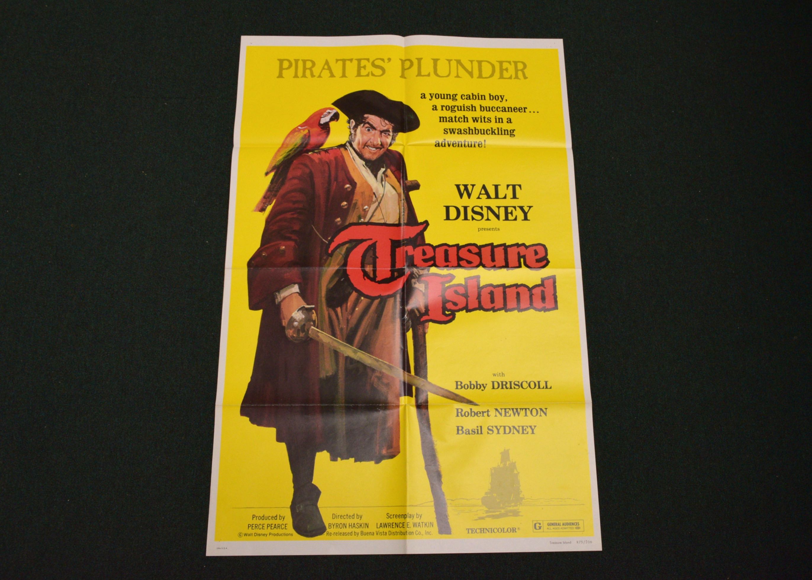 Authentic 1975 Theatrical Re-Release Poster for "Treasure Island"