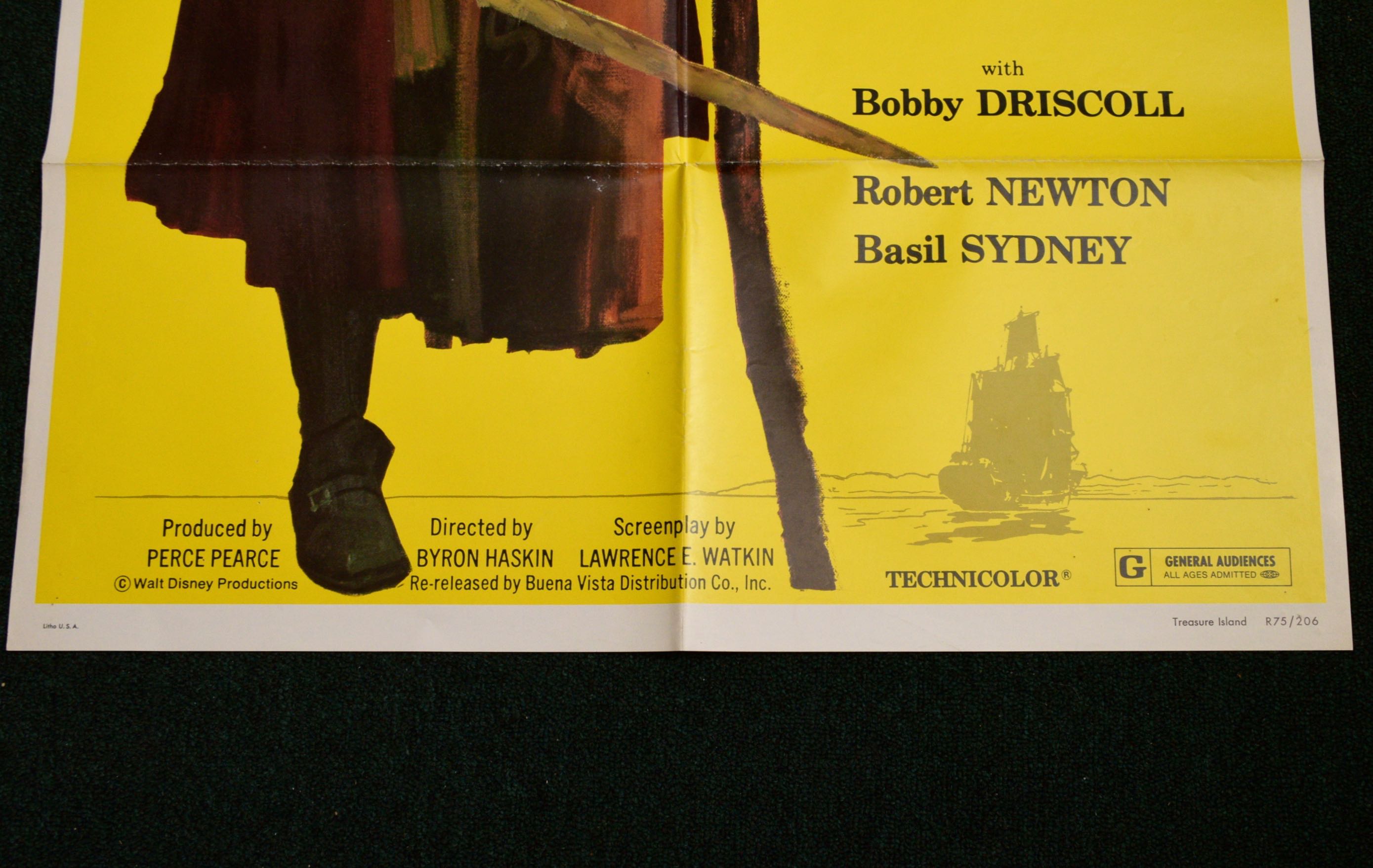 Authentic 1975 Theatrical Re-Release Poster for "Treasure Island"