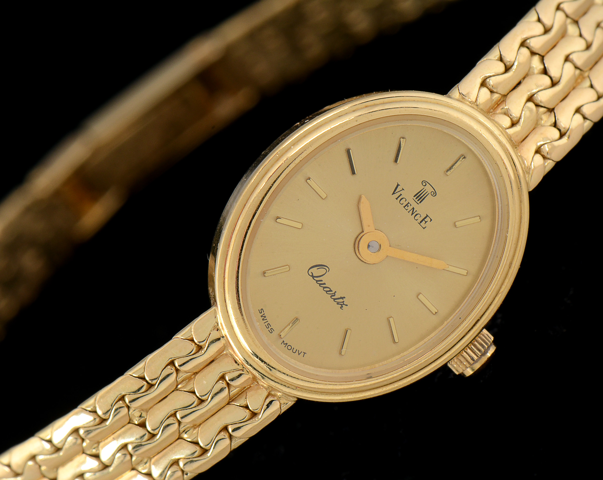 Women's Vicence 18K Yellow Gold Quartz Watch Bracelet