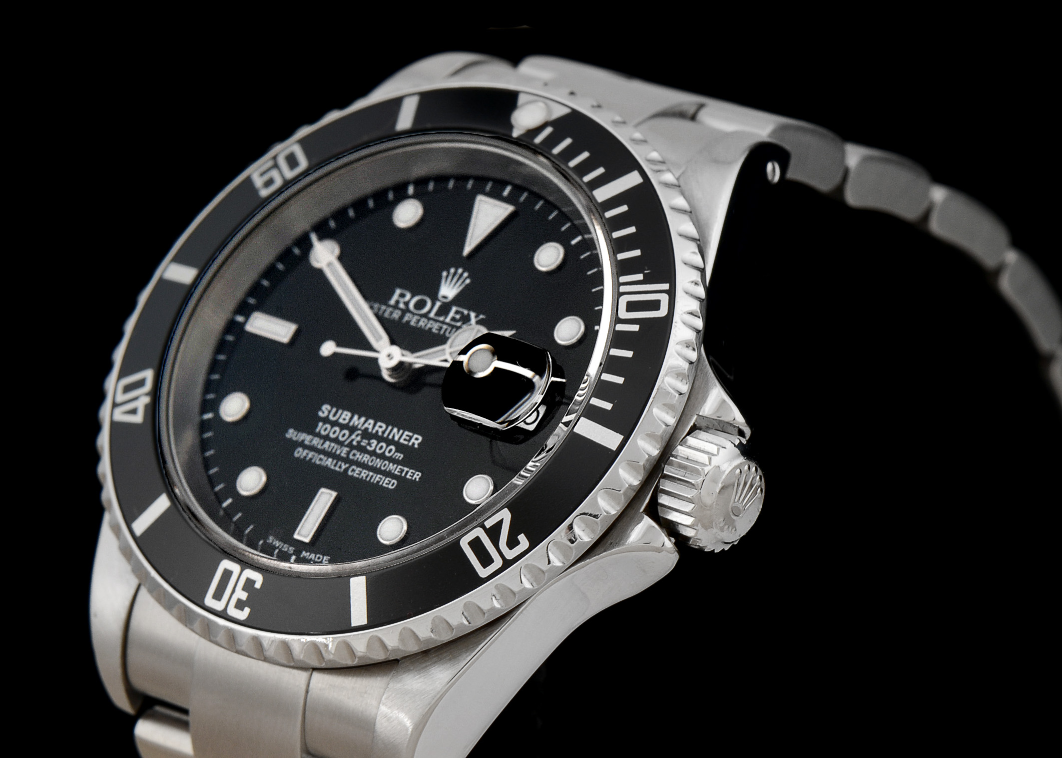 Men's Rolex Submariner Date Stainless Steel 16610 Black Automatic