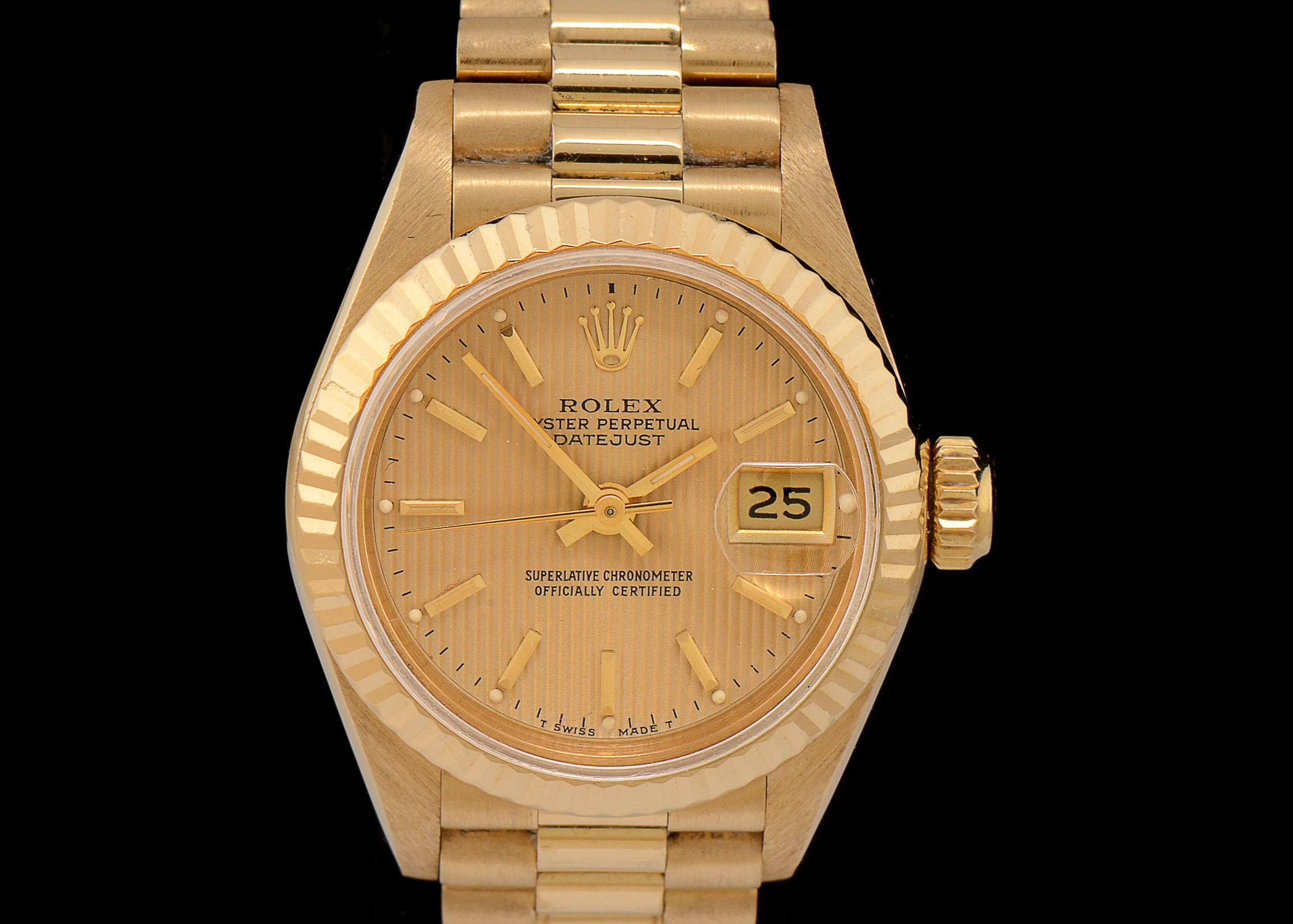Rolex President 18K Solid Gold Champagne Tapestry Dial Automatic