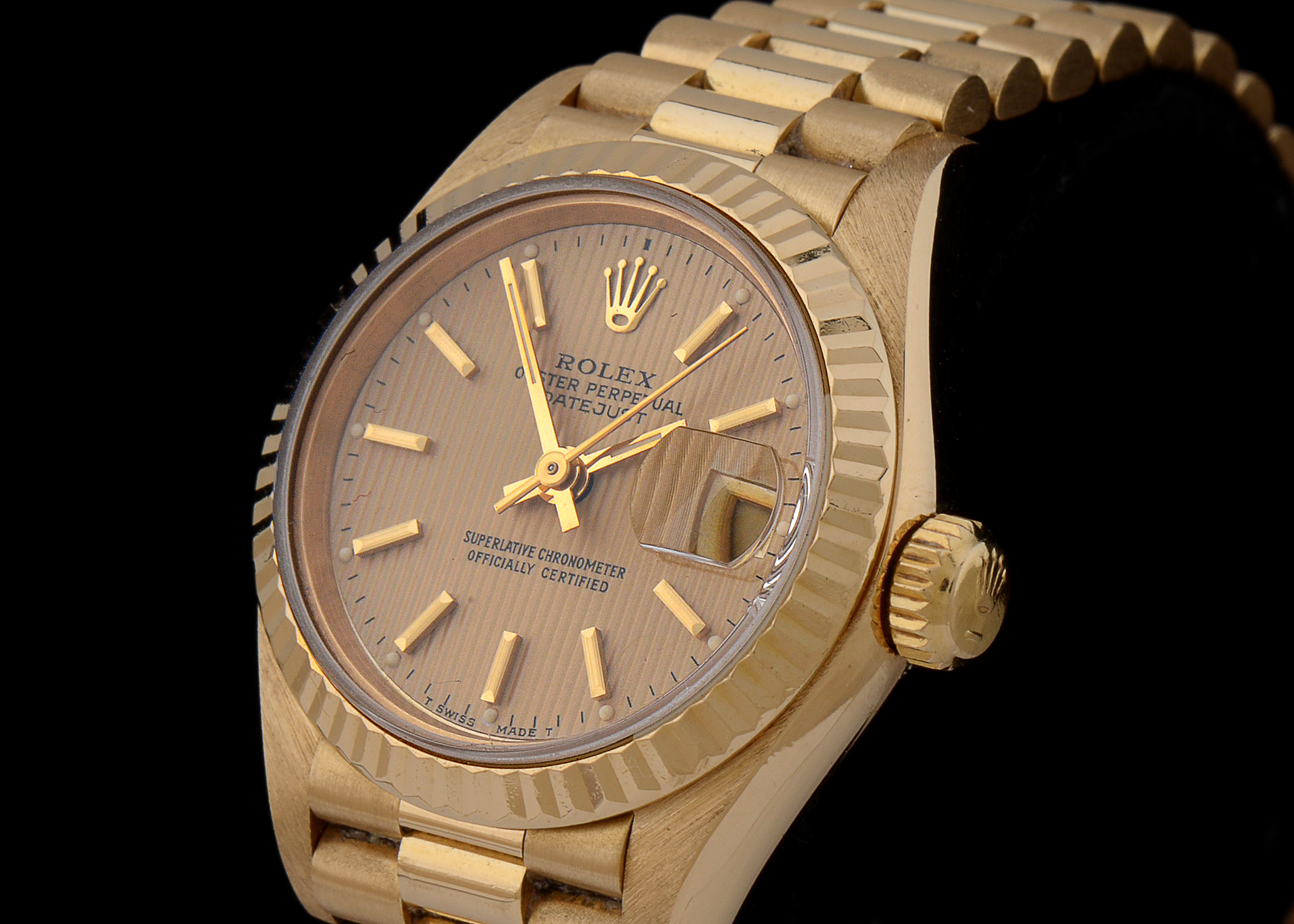Rolex President 18K Solid Gold Champagne Tapestry Dial Automatic
